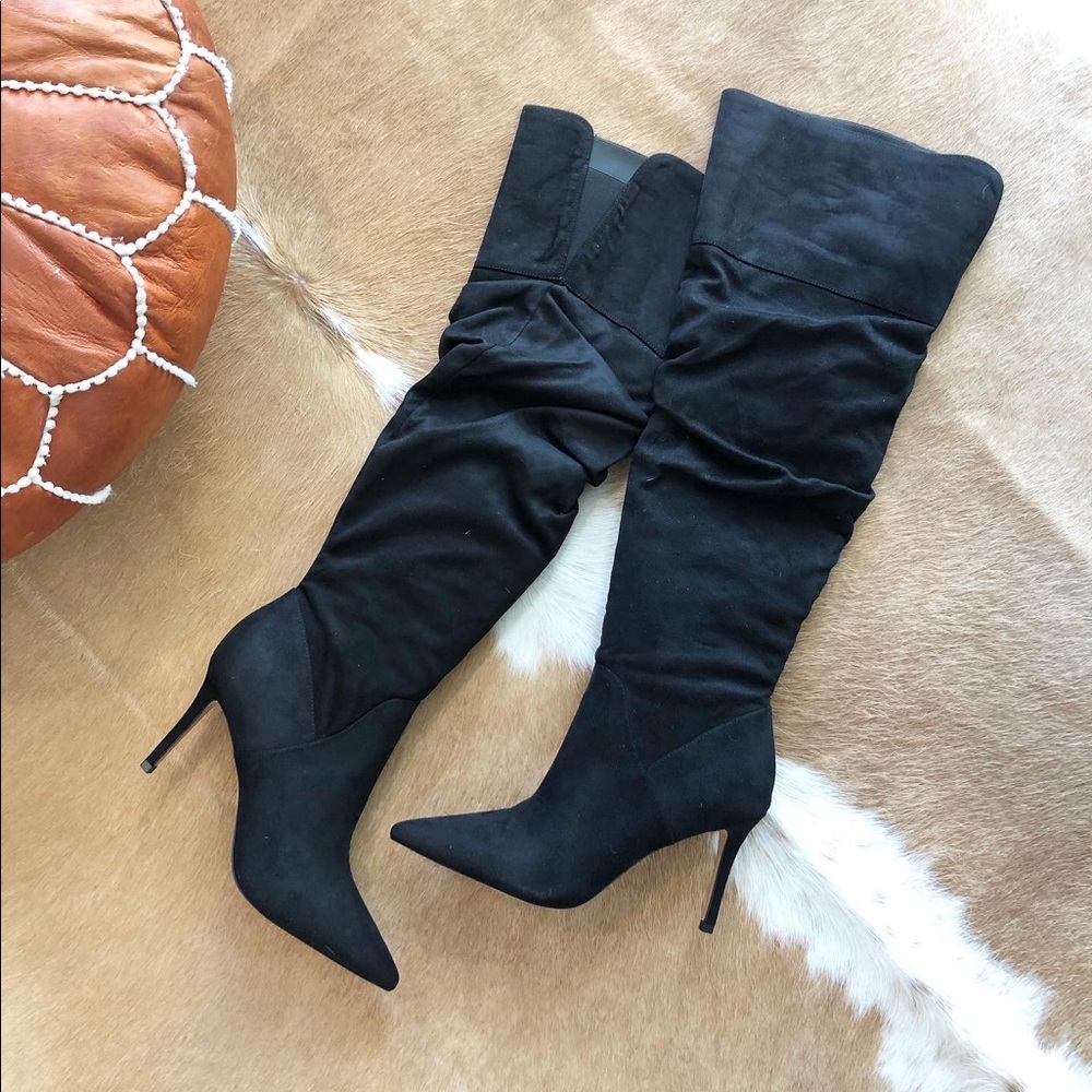 Jessica Simpson black suede knee high boots